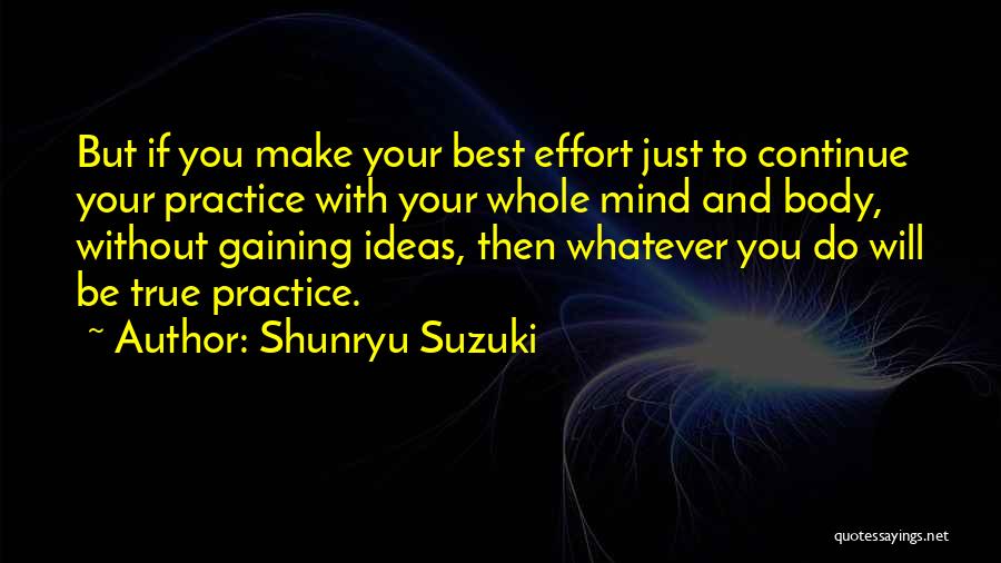Shunryu Suzuki Quotes: But If You Make Your Best Effort Just To Continue Your Practice With Your Whole Mind And Body, Without Gaining