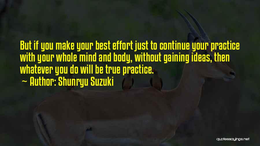 Shunryu Suzuki Quotes: But If You Make Your Best Effort Just To Continue Your Practice With Your Whole Mind And Body, Without Gaining