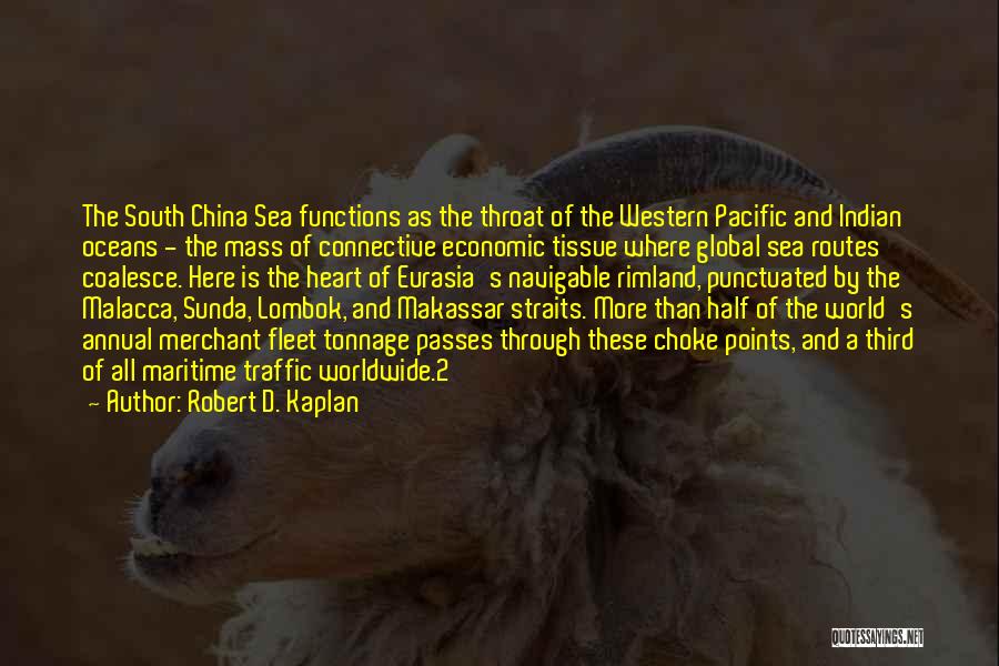 Robert D. Kaplan Quotes: The South China Sea Functions As The Throat Of The Western Pacific And Indian Oceans - The Mass Of Connective