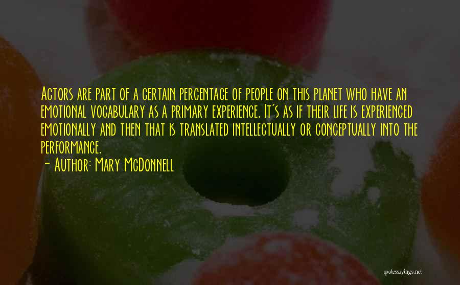 Mary McDonnell Quotes: Actors Are Part Of A Certain Percentage Of People On This Planet Who Have An Emotional Vocabulary As A Primary