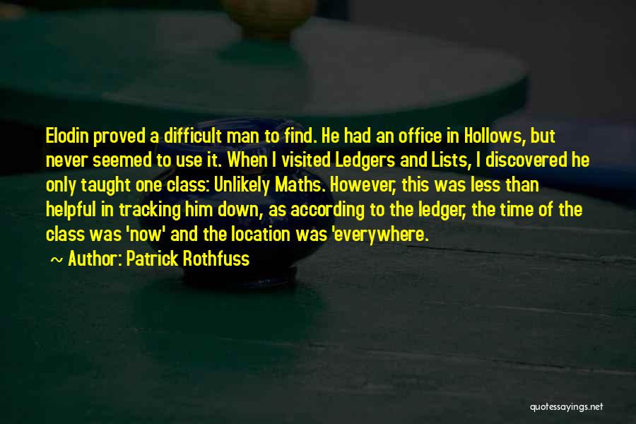 Patrick Rothfuss Quotes: Elodin Proved A Difficult Man To Find. He Had An Office In Hollows, But Never Seemed To Use It. When