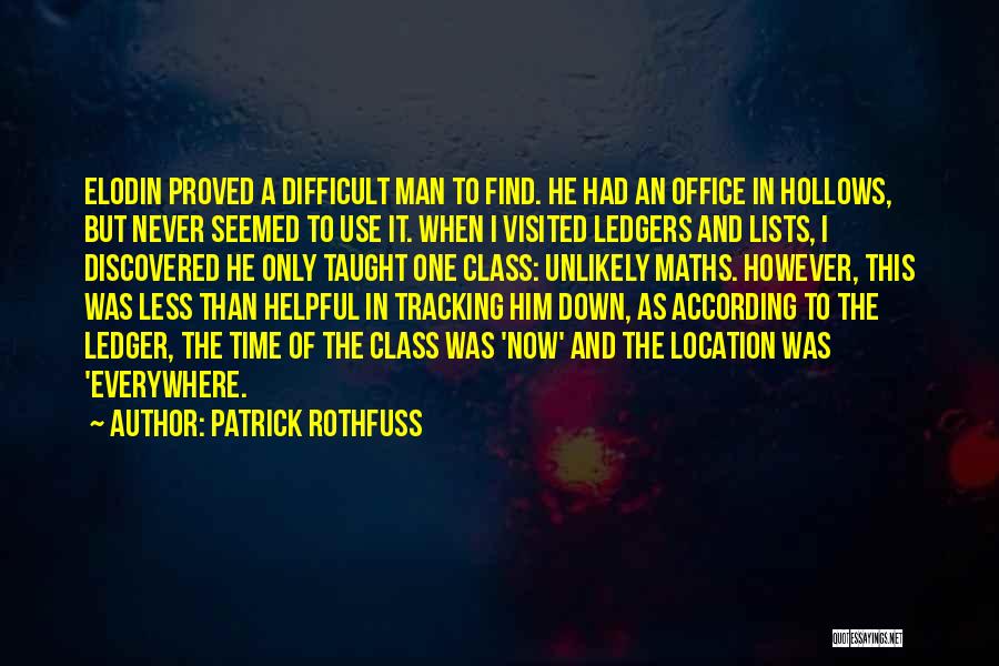 Patrick Rothfuss Quotes: Elodin Proved A Difficult Man To Find. He Had An Office In Hollows, But Never Seemed To Use It. When