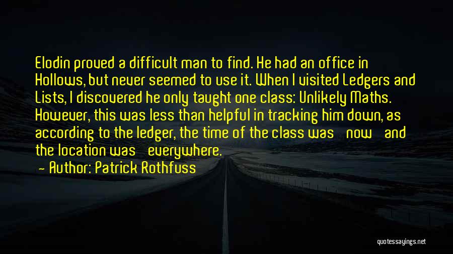 Patrick Rothfuss Quotes: Elodin Proved A Difficult Man To Find. He Had An Office In Hollows, But Never Seemed To Use It. When