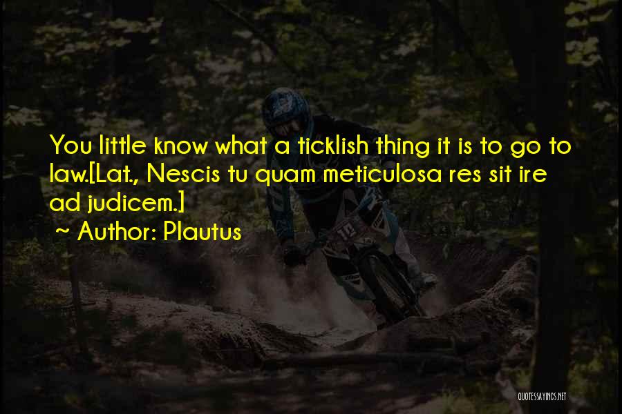 Plautus Quotes: You Little Know What A Ticklish Thing It Is To Go To Law.[lat., Nescis Tu Quam Meticulosa Res Sit Ire