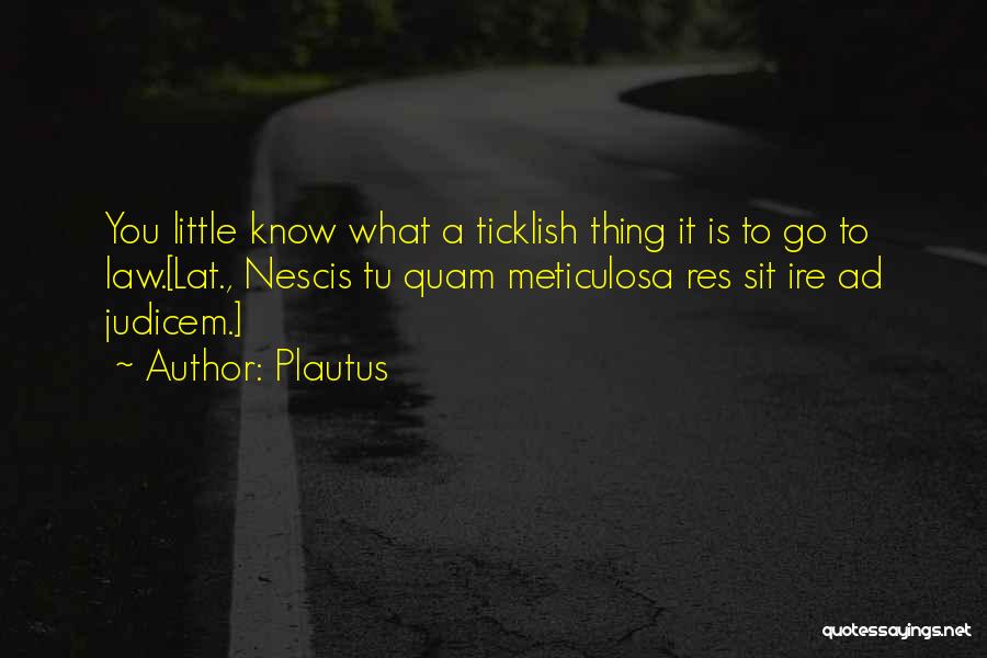 Plautus Quotes: You Little Know What A Ticklish Thing It Is To Go To Law.[lat., Nescis Tu Quam Meticulosa Res Sit Ire