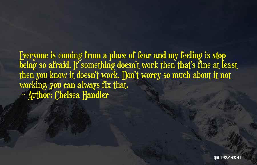 Chelsea Handler Quotes: Everyone Is Coming From A Place Of Fear And My Feeling Is Stop Being So Afraid. If Something Doesn't Work