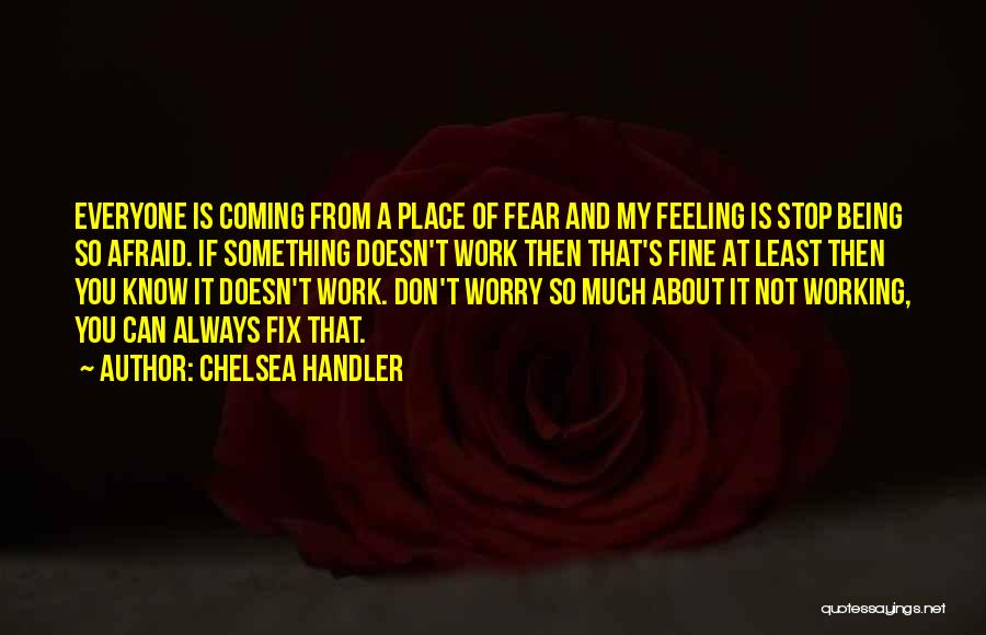 Chelsea Handler Quotes: Everyone Is Coming From A Place Of Fear And My Feeling Is Stop Being So Afraid. If Something Doesn't Work