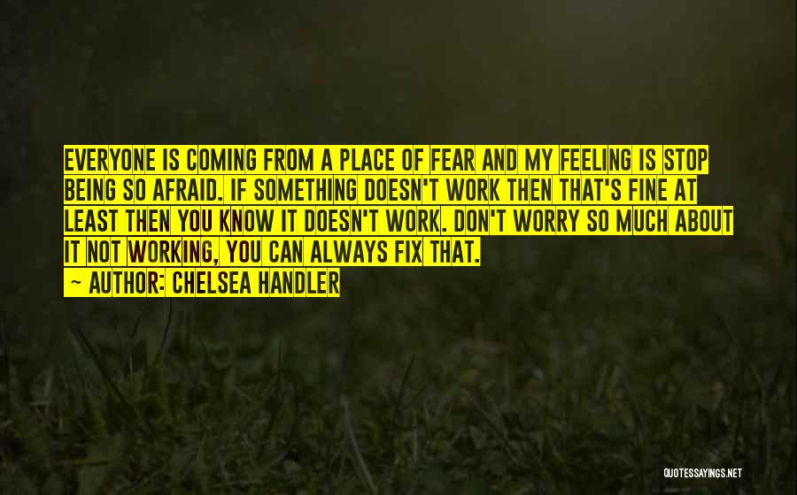 Chelsea Handler Quotes: Everyone Is Coming From A Place Of Fear And My Feeling Is Stop Being So Afraid. If Something Doesn't Work