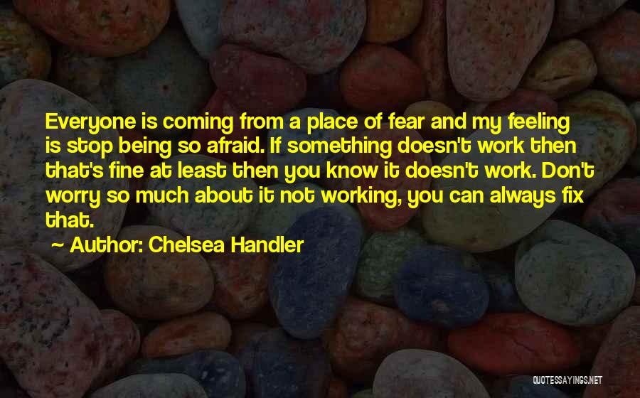 Chelsea Handler Quotes: Everyone Is Coming From A Place Of Fear And My Feeling Is Stop Being So Afraid. If Something Doesn't Work