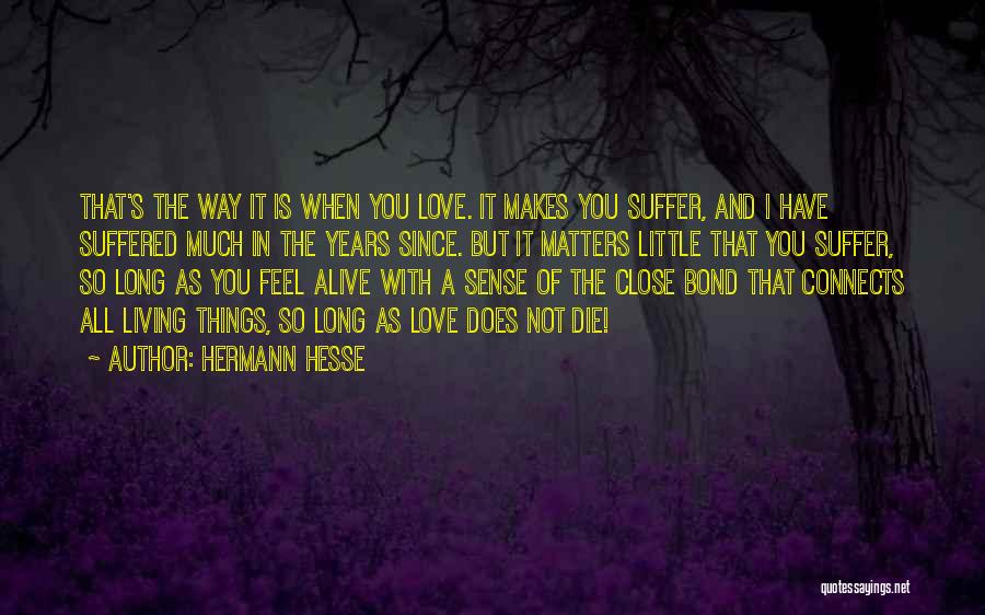 Hermann Hesse Quotes: That's The Way It Is When You Love. It Makes You Suffer, And I Have Suffered Much In The Years