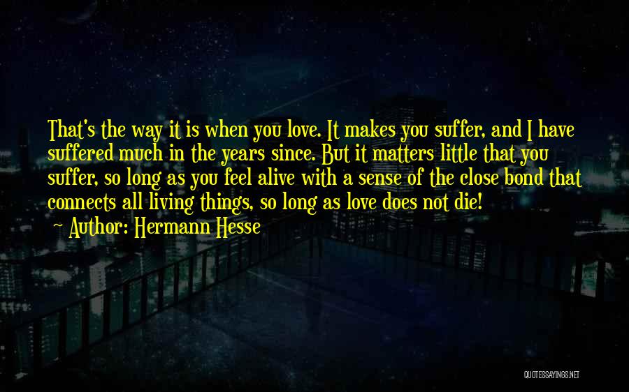 Hermann Hesse Quotes: That's The Way It Is When You Love. It Makes You Suffer, And I Have Suffered Much In The Years