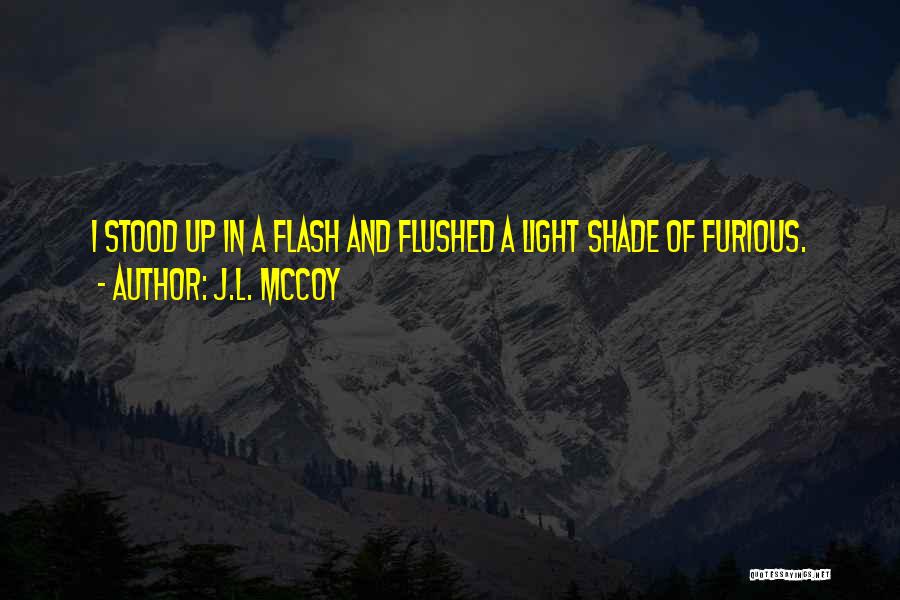 J.L. McCoy Quotes: I Stood Up In A Flash And Flushed A Light Shade Of Furious.