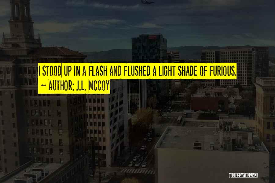 J.L. McCoy Quotes: I Stood Up In A Flash And Flushed A Light Shade Of Furious.