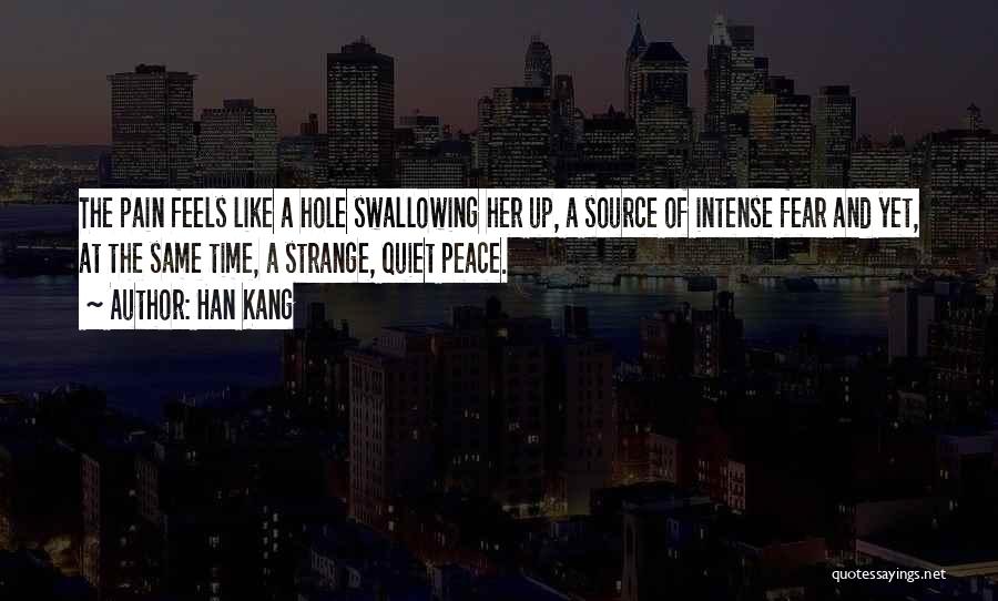 Han Kang Quotes: The Pain Feels Like A Hole Swallowing Her Up, A Source Of Intense Fear And Yet, At The Same Time,