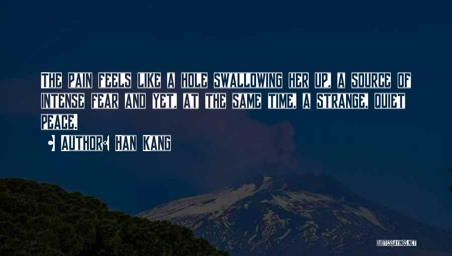 Han Kang Quotes: The Pain Feels Like A Hole Swallowing Her Up, A Source Of Intense Fear And Yet, At The Same Time,