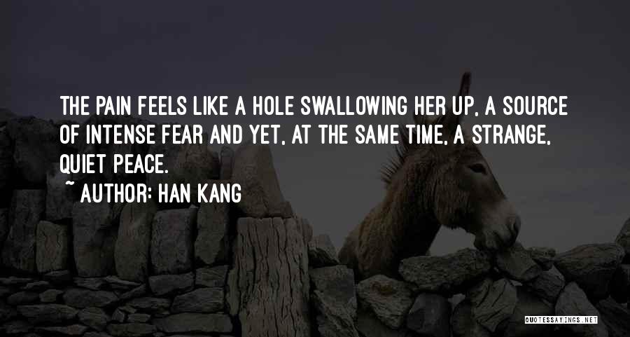 Han Kang Quotes: The Pain Feels Like A Hole Swallowing Her Up, A Source Of Intense Fear And Yet, At The Same Time,