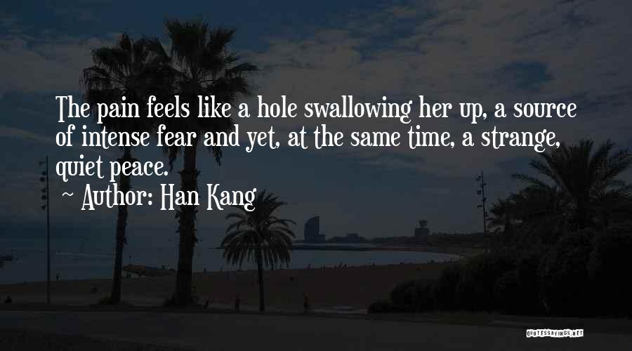 Han Kang Quotes: The Pain Feels Like A Hole Swallowing Her Up, A Source Of Intense Fear And Yet, At The Same Time,