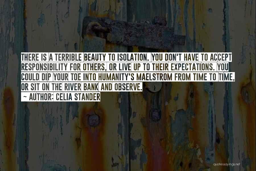Celia Stander Quotes: There Is A Terrible Beauty To Isolation. You Don't Have To Accept Responsibility For Others, Or Live Up To Their