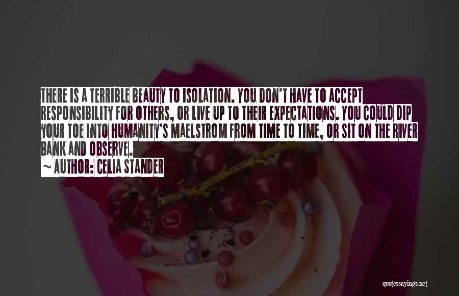 Celia Stander Quotes: There Is A Terrible Beauty To Isolation. You Don't Have To Accept Responsibility For Others, Or Live Up To Their