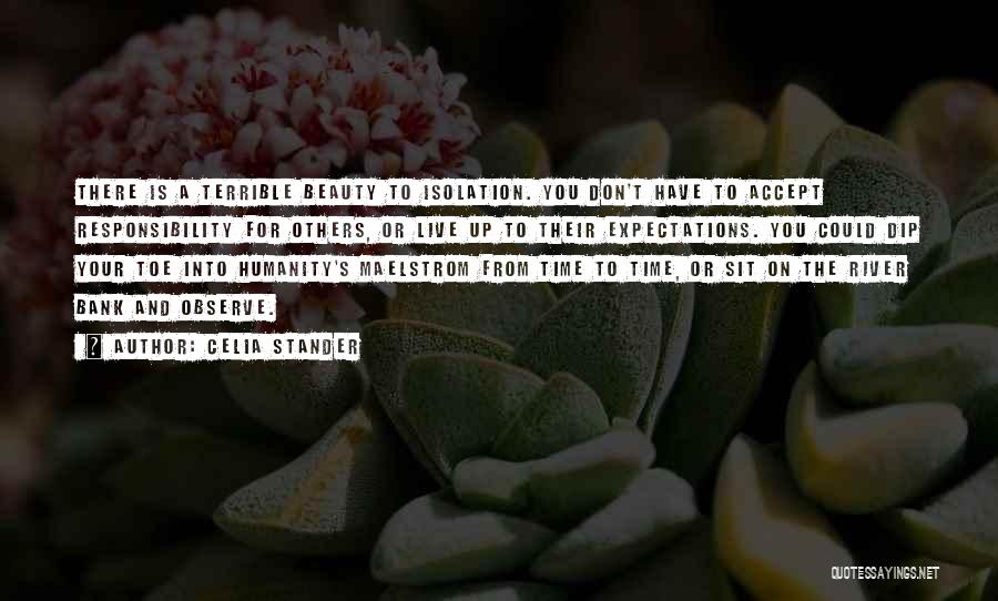 Celia Stander Quotes: There Is A Terrible Beauty To Isolation. You Don't Have To Accept Responsibility For Others, Or Live Up To Their