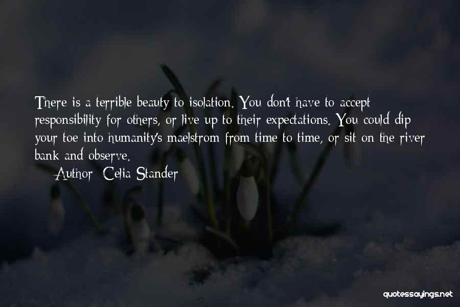 Celia Stander Quotes: There Is A Terrible Beauty To Isolation. You Don't Have To Accept Responsibility For Others, Or Live Up To Their