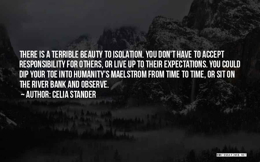 Celia Stander Quotes: There Is A Terrible Beauty To Isolation. You Don't Have To Accept Responsibility For Others, Or Live Up To Their