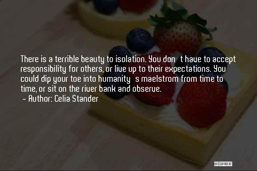 Celia Stander Quotes: There Is A Terrible Beauty To Isolation. You Don't Have To Accept Responsibility For Others, Or Live Up To Their