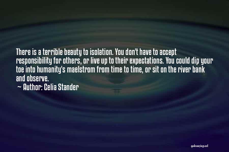 Celia Stander Quotes: There Is A Terrible Beauty To Isolation. You Don't Have To Accept Responsibility For Others, Or Live Up To Their