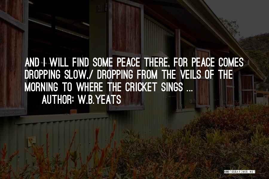 W.B.Yeats Quotes: And I Will Find Some Peace There, For Peace Comes Dropping Slow,/ Dropping From The Veils Of The Morning To