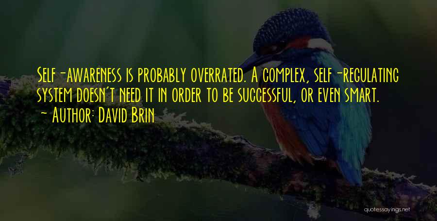 David Brin Quotes: Self-awareness Is Probably Overrated. A Complex, Self-regulating System Doesn't Need It In Order To Be Successful, Or Even Smart.