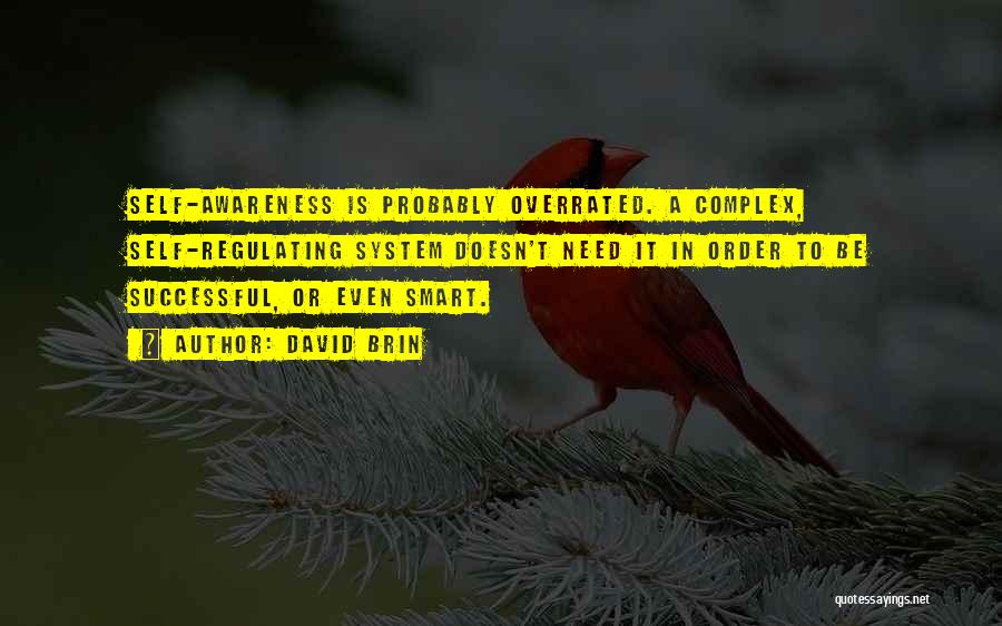 David Brin Quotes: Self-awareness Is Probably Overrated. A Complex, Self-regulating System Doesn't Need It In Order To Be Successful, Or Even Smart.