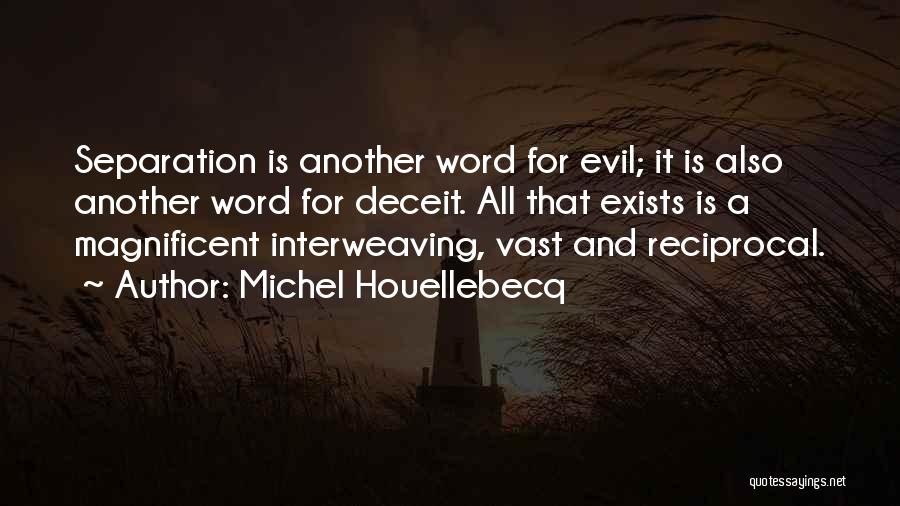 Michel Houellebecq Quotes: Separation Is Another Word For Evil; It Is Also Another Word For Deceit. All That Exists Is A Magnificent Interweaving,