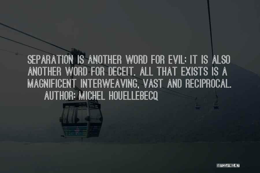 Michel Houellebecq Quotes: Separation Is Another Word For Evil; It Is Also Another Word For Deceit. All That Exists Is A Magnificent Interweaving,