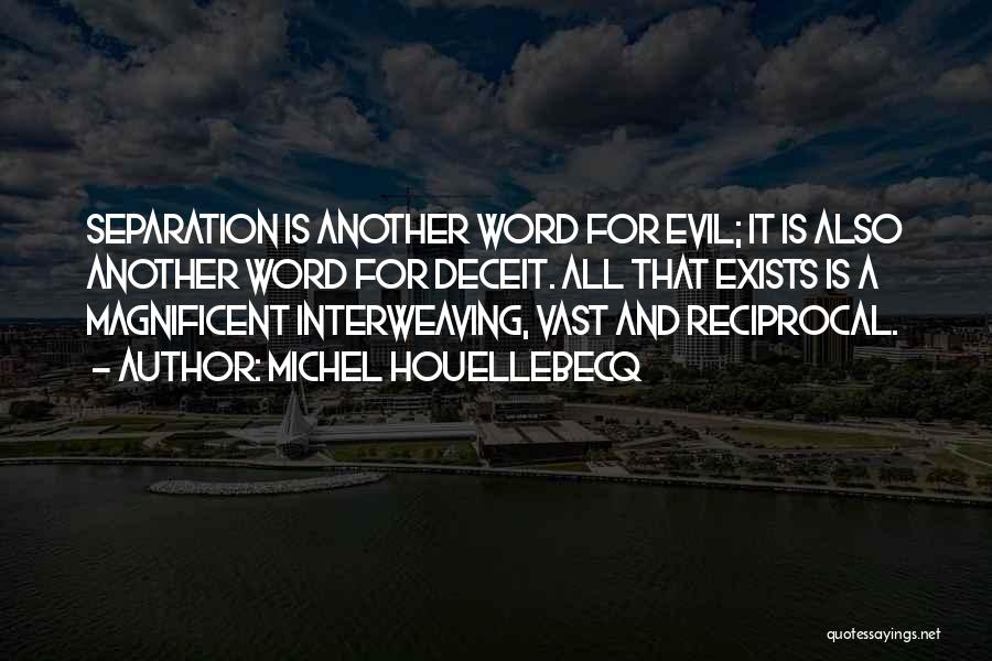 Michel Houellebecq Quotes: Separation Is Another Word For Evil; It Is Also Another Word For Deceit. All That Exists Is A Magnificent Interweaving,