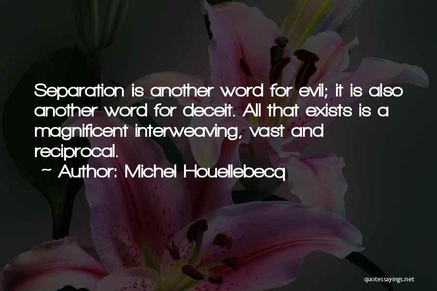 Michel Houellebecq Quotes: Separation Is Another Word For Evil; It Is Also Another Word For Deceit. All That Exists Is A Magnificent Interweaving,