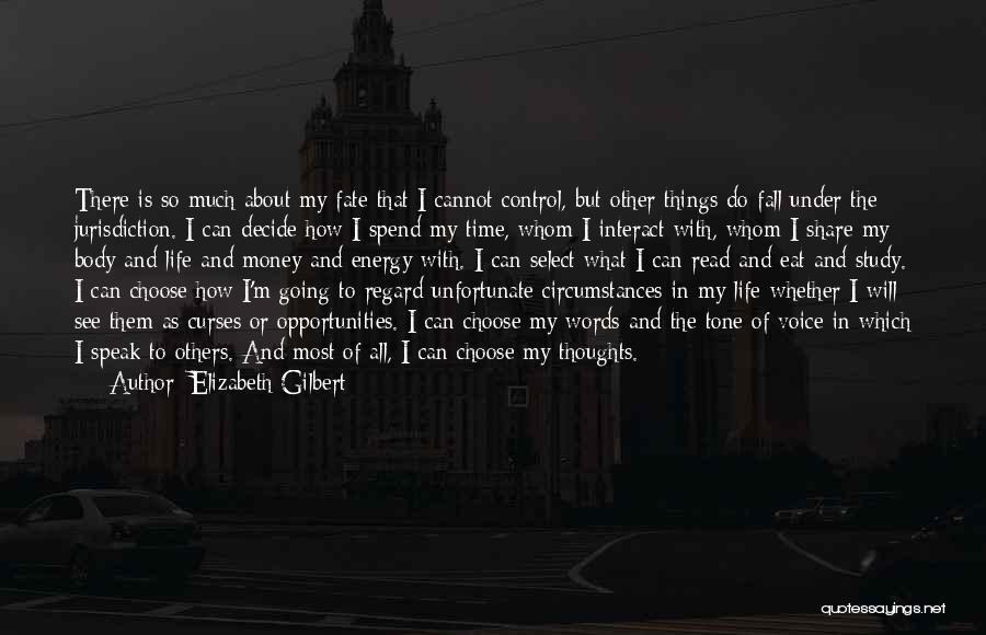 Elizabeth Gilbert Quotes: There Is So Much About My Fate That I Cannot Control, But Other Things Do Fall Under The Jurisdiction. I