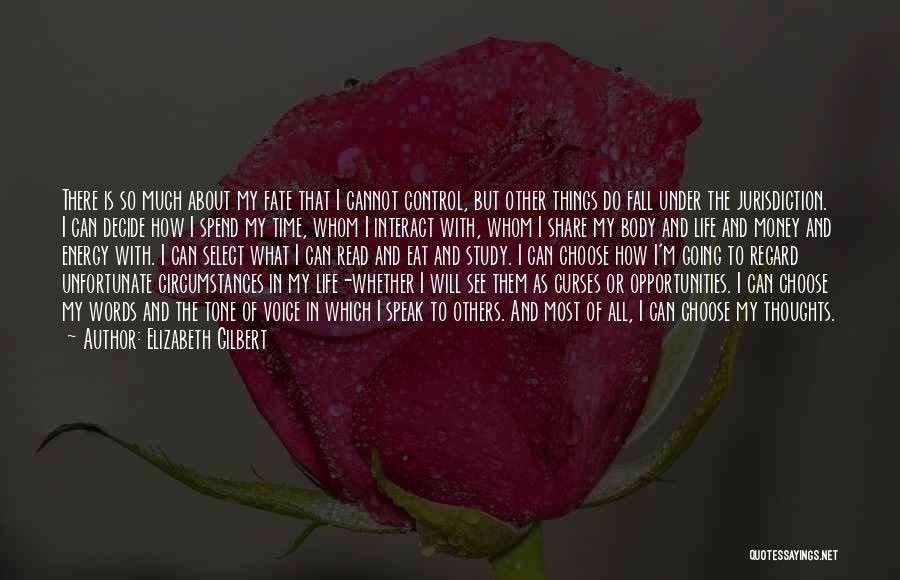 Elizabeth Gilbert Quotes: There Is So Much About My Fate That I Cannot Control, But Other Things Do Fall Under The Jurisdiction. I