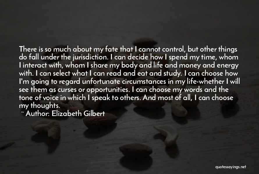 Elizabeth Gilbert Quotes: There Is So Much About My Fate That I Cannot Control, But Other Things Do Fall Under The Jurisdiction. I