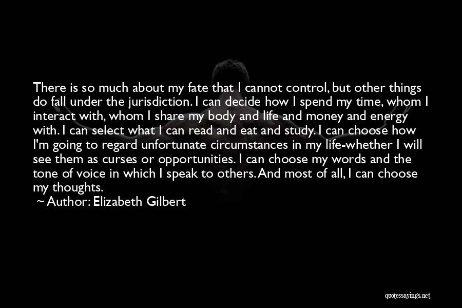 Elizabeth Gilbert Quotes: There Is So Much About My Fate That I Cannot Control, But Other Things Do Fall Under The Jurisdiction. I