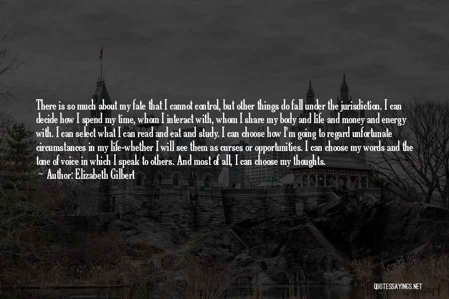 Elizabeth Gilbert Quotes: There Is So Much About My Fate That I Cannot Control, But Other Things Do Fall Under The Jurisdiction. I