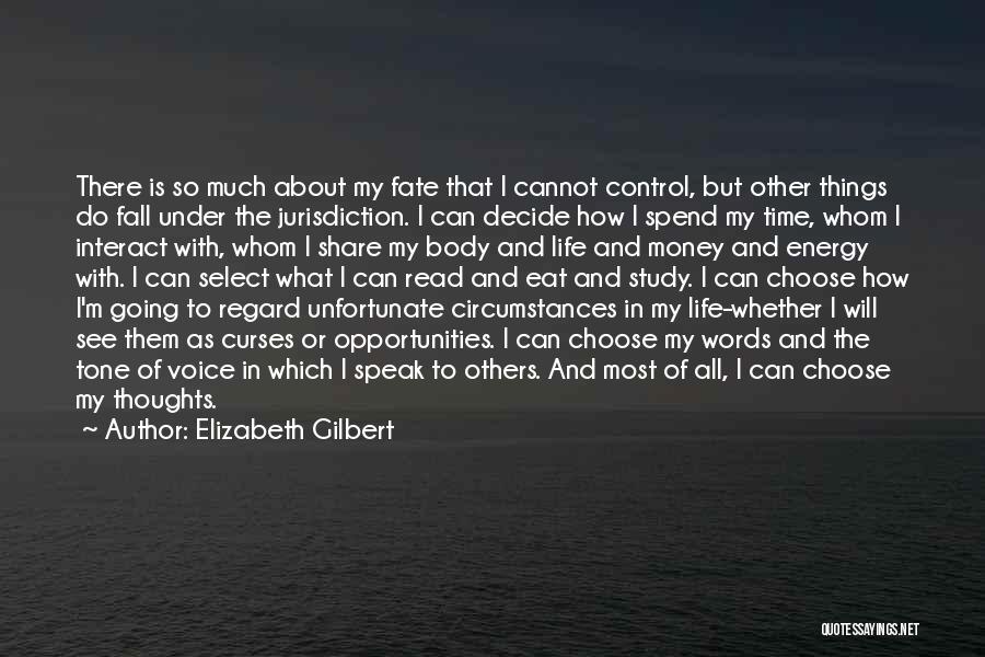 Elizabeth Gilbert Quotes: There Is So Much About My Fate That I Cannot Control, But Other Things Do Fall Under The Jurisdiction. I