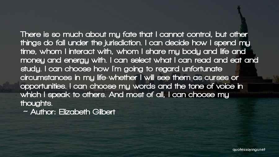 Elizabeth Gilbert Quotes: There Is So Much About My Fate That I Cannot Control, But Other Things Do Fall Under The Jurisdiction. I