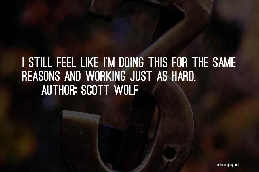 Scott Wolf Quotes: I Still Feel Like I'm Doing This For The Same Reasons And Working Just As Hard.