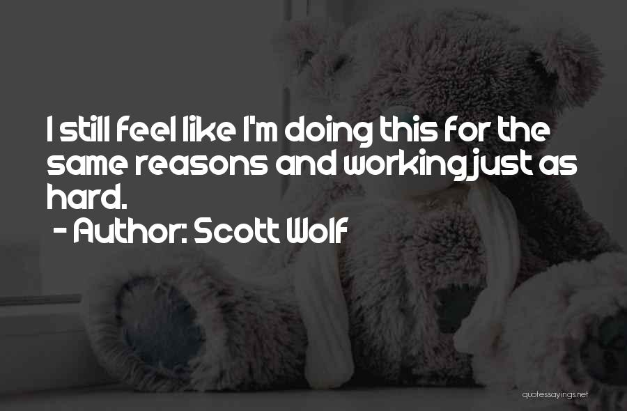 Scott Wolf Quotes: I Still Feel Like I'm Doing This For The Same Reasons And Working Just As Hard.