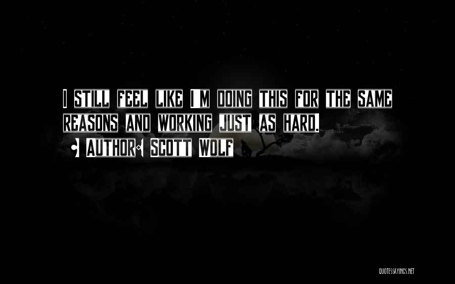 Scott Wolf Quotes: I Still Feel Like I'm Doing This For The Same Reasons And Working Just As Hard.