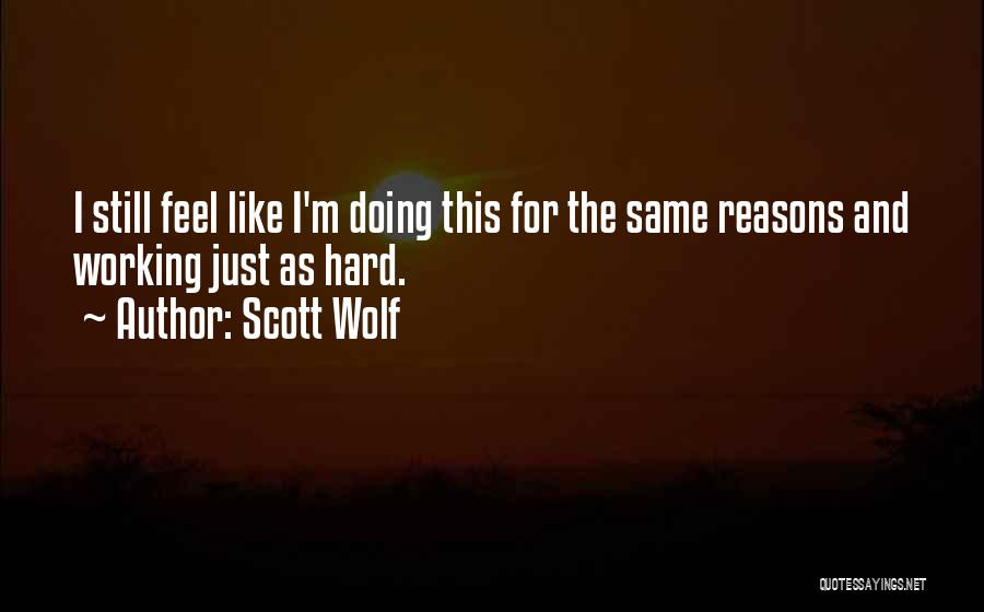 Scott Wolf Quotes: I Still Feel Like I'm Doing This For The Same Reasons And Working Just As Hard.