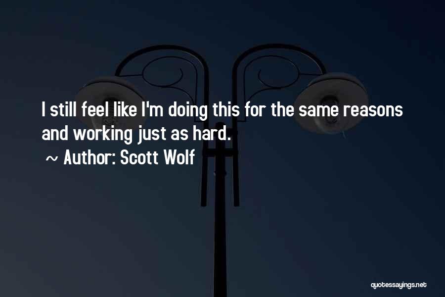 Scott Wolf Quotes: I Still Feel Like I'm Doing This For The Same Reasons And Working Just As Hard.