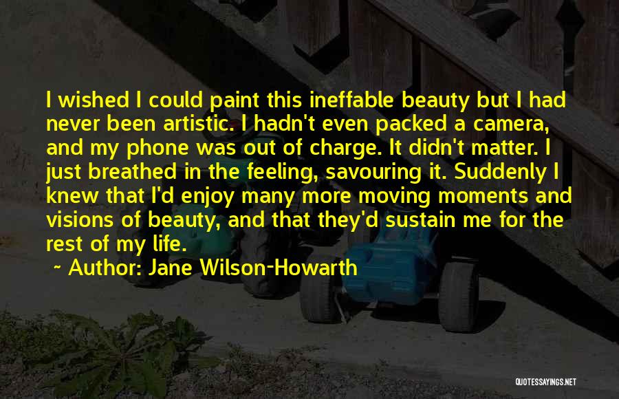 Jane Wilson-Howarth Quotes: I Wished I Could Paint This Ineffable Beauty But I Had Never Been Artistic. I Hadn't Even Packed A Camera,