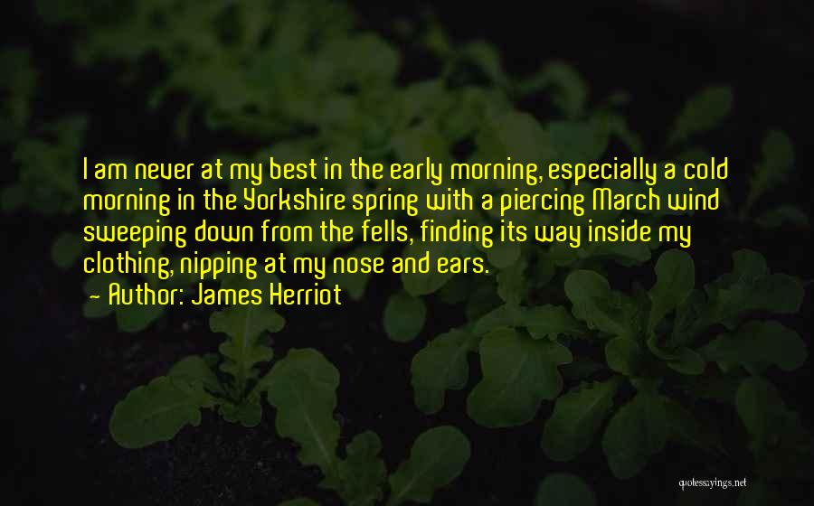 James Herriot Quotes: I Am Never At My Best In The Early Morning, Especially A Cold Morning In The Yorkshire Spring With A