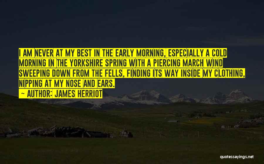 James Herriot Quotes: I Am Never At My Best In The Early Morning, Especially A Cold Morning In The Yorkshire Spring With A